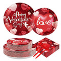 Greencian 200 Pcs Happy Valentine's Day Party Supplies — Romantic Hearts Plates, Napkins & Forks for 50