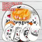 Greencian Gothic Valentine Tableware Set – 96 Pcs for 24 Guests (Plates, Napkins & Forks)