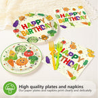 Greencian 96Pcs Vegetable Birthday Party Supplies – Serves 24, Garden Theme Tableware