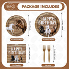 Greencian 96Pcs Horse Birthday Party Supplies – Western Plates, Napkins & Forks (Serves 24)