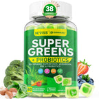 Bio Super Greens Gummis + Probiotika – Spirulina, Chlorella, Spinat, Pilze, Zuckerfrei Vegan 60 Stück