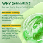 Bio Super Greens Gummis + Probiotika – Spirulina, Chlorella, Spinat, Pilze, Zuckerfrei Vegan 60 Stück