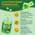 Bio Super Greens Gummis + Probiotika – Spirulina, Chlorella, Spinat, Pilze, Zuckerfrei Vegan 60 Stück