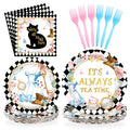 Grencian 96-Piece Alice in Onderland Party Tableware Set – Plates, Napkins & Forks for 24