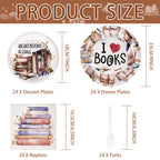 Grencian 96 Pcs Book Themed Party Decorations for Book Club – Plates, Napkins & Forks (Serves 24)
