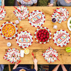 Grencian 96Pcs Carnival Circus Party Plates & Napkins – Serves 24 | Birthday Tableware Set