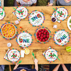 Grencian 200Pcs Caterpillar First Birthday Tableware Set – Green Insect Theme Plates, Napkins & Utensils (Serves 50)