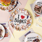 Grencian 96 Pcs Book Themed Party Decorations for Book Club – Plates, Napkins & Forks (Serves 24)