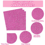 Grencian 96 Pcs Hot Pink Party Supplies – Holographic Plates & Napkins Set for 24