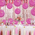 Grencian 96 Pcs Hot Pink Party Supplies – Holographic Plates & Napkins Set for 24