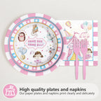Grencian 96Pcs Pink Circus Party Supplies – Carnival Plates & Napkins Set