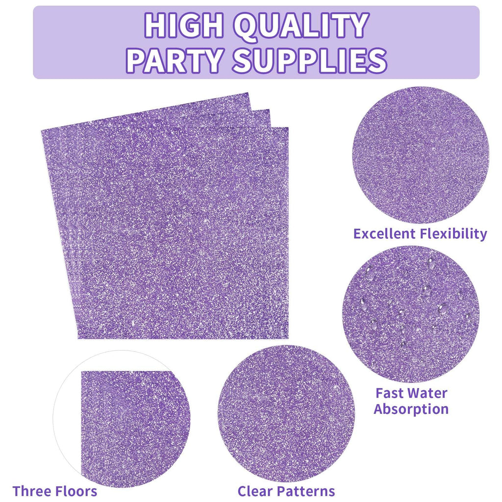 Grencian 96Pcs Purple Party Supplies – Iridescent Plates & Napkins for 24 Guests