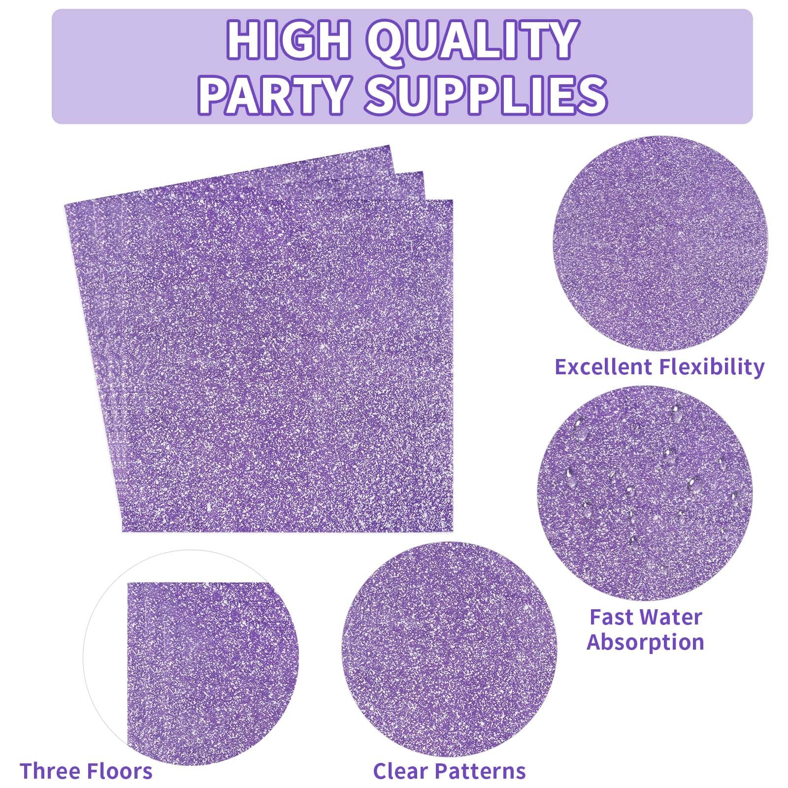 Grencian 96Pcs Purple Party Supplies – Iridescent Plates & Napkins for 24 Guests