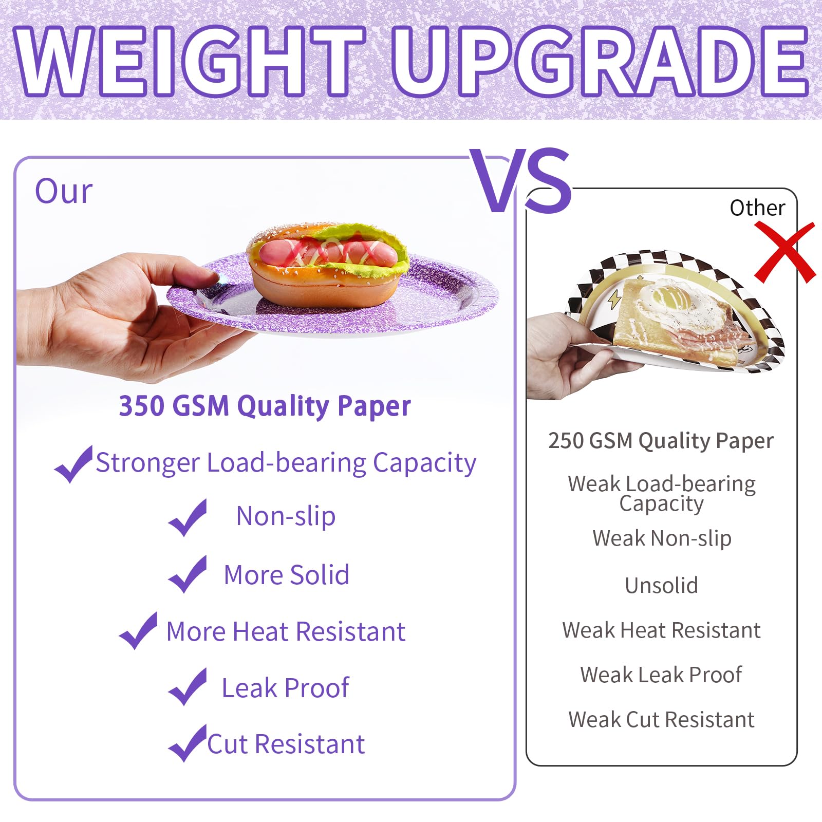 Grencian 96Pcs Purple Party Supplies – Iridescent Plates & Napkins for 24 Guests