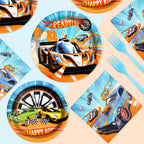 Grencian 96 Pcs Racing Car Party Supplies — Plates, Napkins & Forks for 24