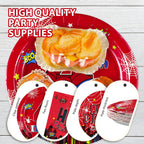 Grencian 96Pcs Spider 4th Birthday Party Supplies – 24 Guests, Red & Blue Hero Theme Plates, Napkins & Forks