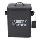 Grey Laundry Powder Tin Box with Handle and Scoop