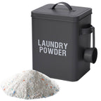 Grey Laundry Powder Tin Box with Handle and Scoop