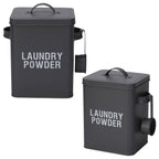 Grey Laundry Powder Tin Box with Handle and Scoop