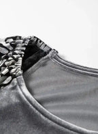Grey Leopard Velvet Lantern Sleeve Blouse Women UK