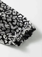 Grey Leopard Velvet Lantern Sleeve Blouse Women UK