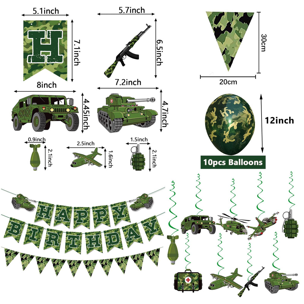 GSYUNZYKJ Army Birthday Party Decorations – Camouflage Military Banner, Balloons & Swirls