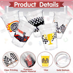 GuassLee 50 Race Car Birthday Party Cups – 12oz Checkered Flag Disposable