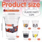 GuassLee 50 Race Car Birthday Party Cups – 12oz Checkered Flag Disposable