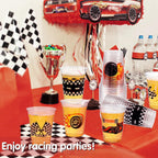 GuassLee 50 Race Car Birthday Party Cups – 12oz Checkered Flag Disposable