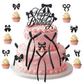 Guiqulai 25 Pcs Black Bow Cake Toppers Set – Birthday, Wedding & Baby Shower Decorations
