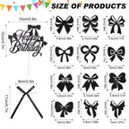 Guiqulai 25 Pcs Black Bow Cake Toppers Set – Birthday, Wedding & Baby Shower Decorations