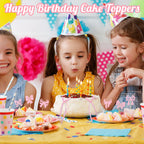 Guiqulai 25 Pcs Bow Cake Toppers – Pink Birthday Cake Topper & Cupcake Toppers Set