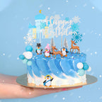 Guiqulai 52-Piece Winter Wonderland Cake Topper Set – Penguin, Snowflake, Reindeer & Castle Decor