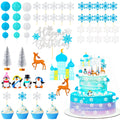 Guiqulai 52-Piece Winter Wonderland Cake Topper Set – Penguin, Snowflake, Reindeer & Castle Decor