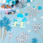 Guiqulai 52-Piece Winter Wonderland Cake Topper Set – Penguin, Snowflake, Reindeer & Castle Decor