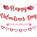 GULWAT Glitter Happy Valentines Day Banner - 10ft Red & Pink Sparkling Valentine Decorations