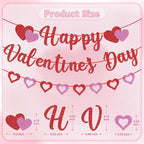 GULWAT Glitter Happy Valentines Day Banner - 10ft Red & Pink Sparkling Valentine Decorations
