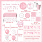 Gupesxu Pink Bow Baby Shower Decorations — Complete 25-Guest Party Supplies Set