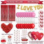 Guudmua 72 Pcs Valentines Day Decor Kit – Balloons, Petals & Romantic Accents