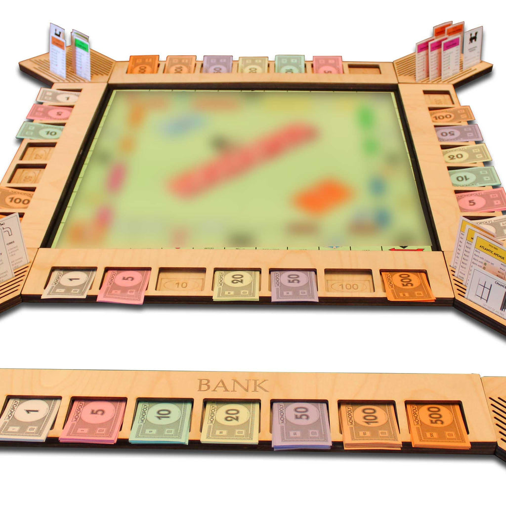 GUYTRENDz Custom Board Game Frame — Personalized Organizer for Monopoly and Economic-Themed Sets | Natural Finish