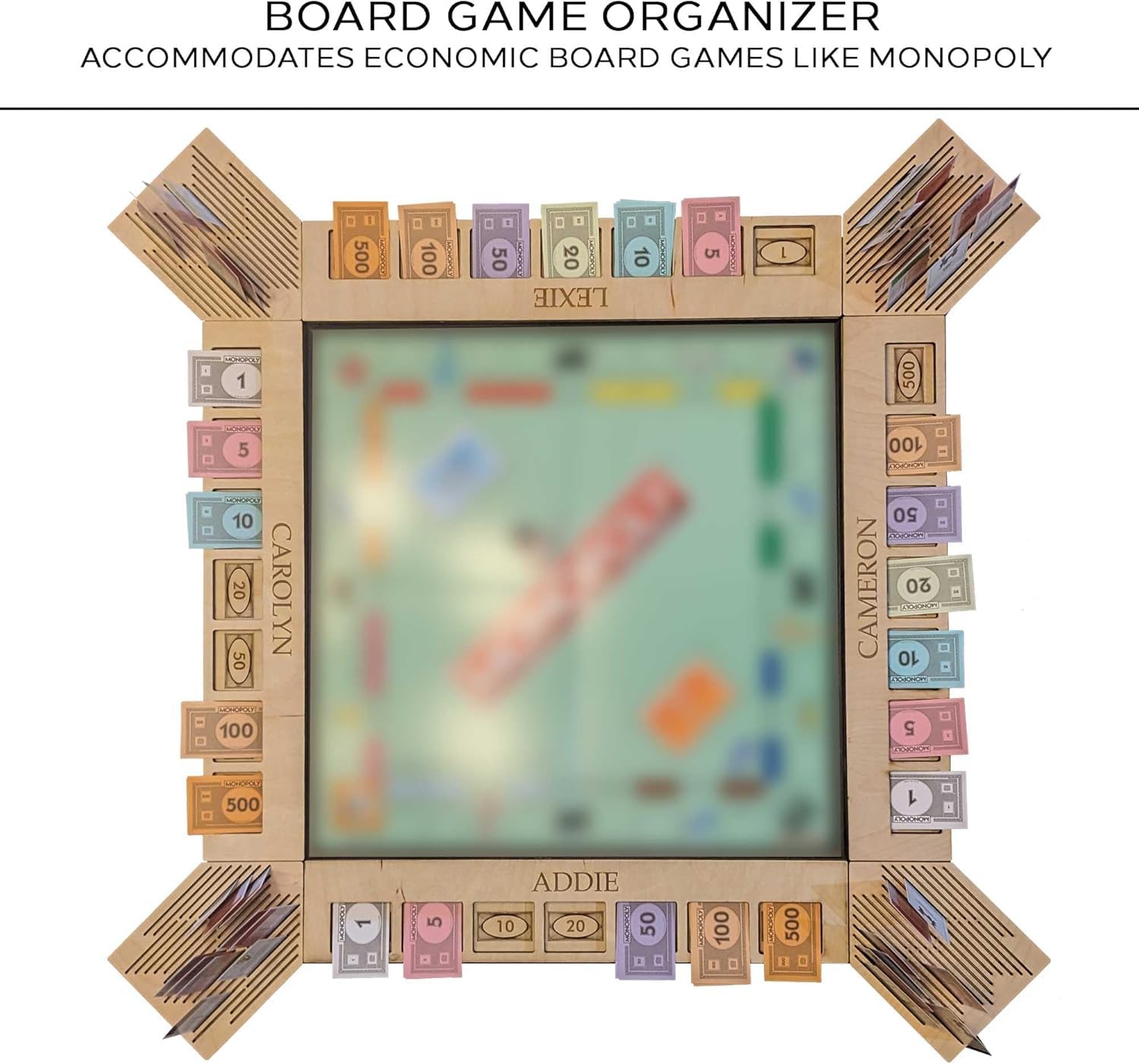 GUYTRENDz Custom Board Game Frame – Personalized Monopoly Organizer (Walnut)