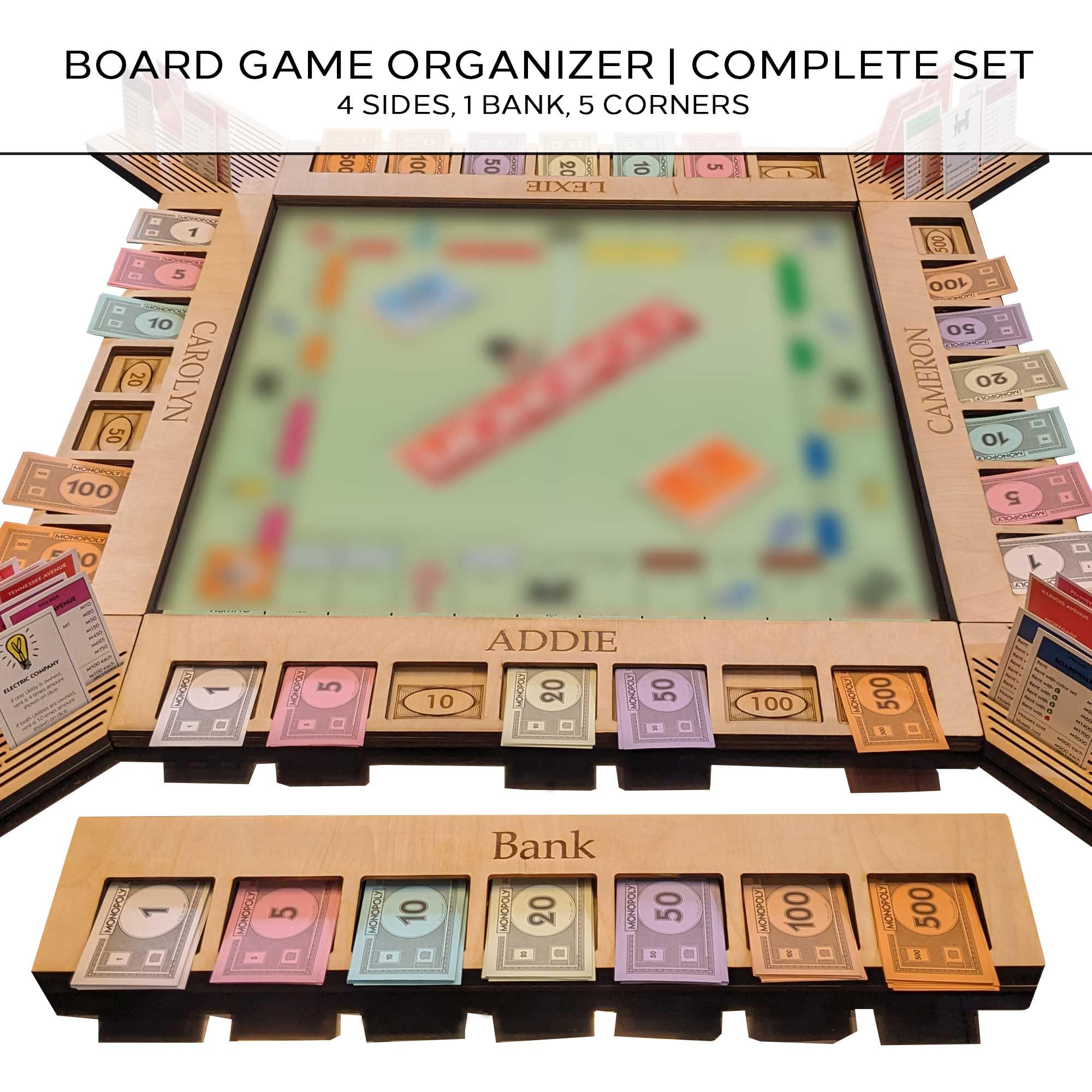 GUYTRENDz Custom Board Game Frame — Personalized Organizer for Monopoly and Economic-Themed Sets | Natural Finish
