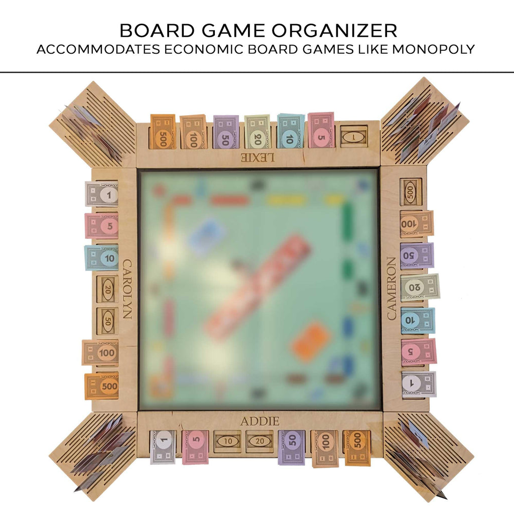 GUYTRENDz Custom Board Game Frame — Personalized Monopoly Organizer, Red Oak