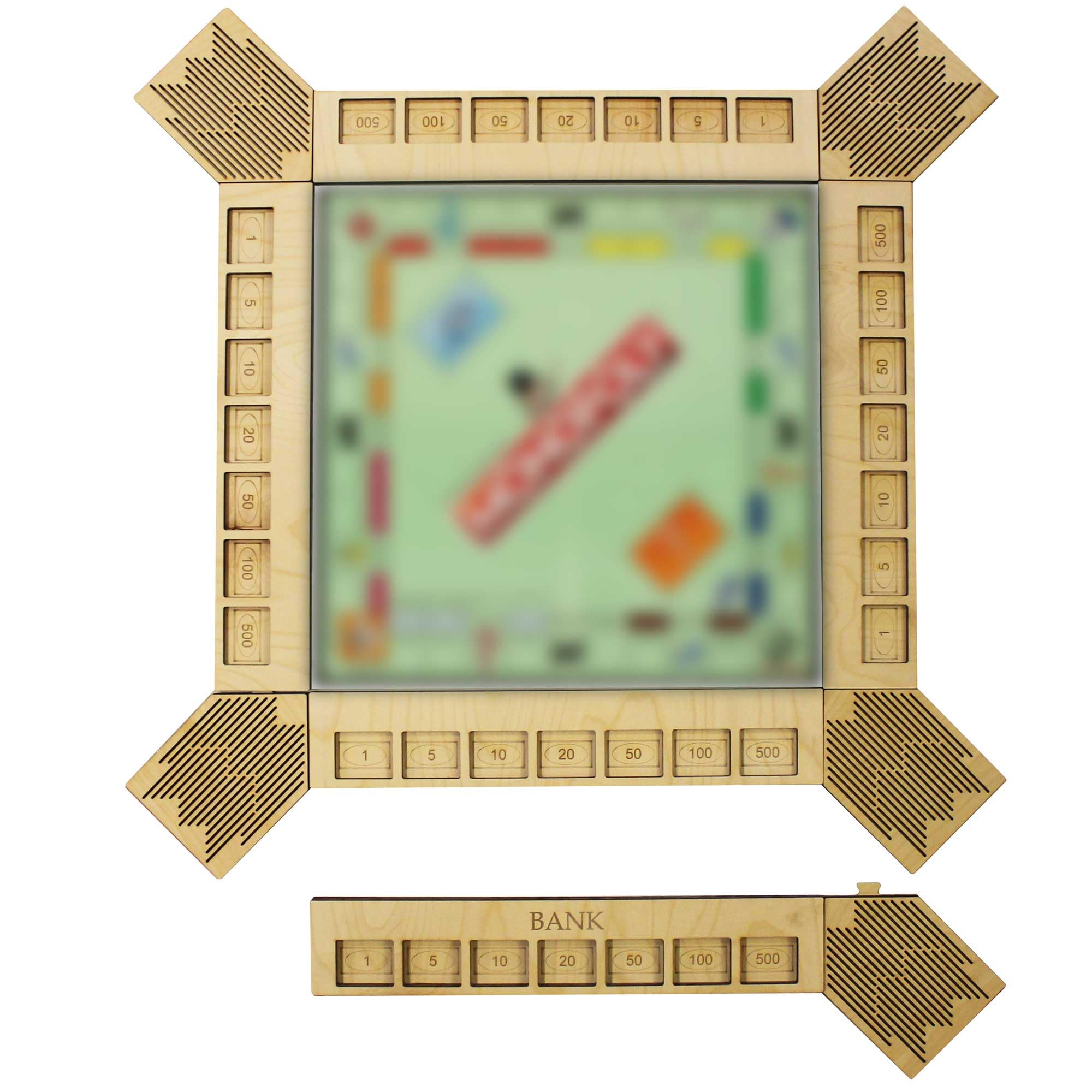 GUYTRENDz Custom Board Game Frame — Personalized Organizer for Monopoly and Economic-Themed Sets | Natural Finish