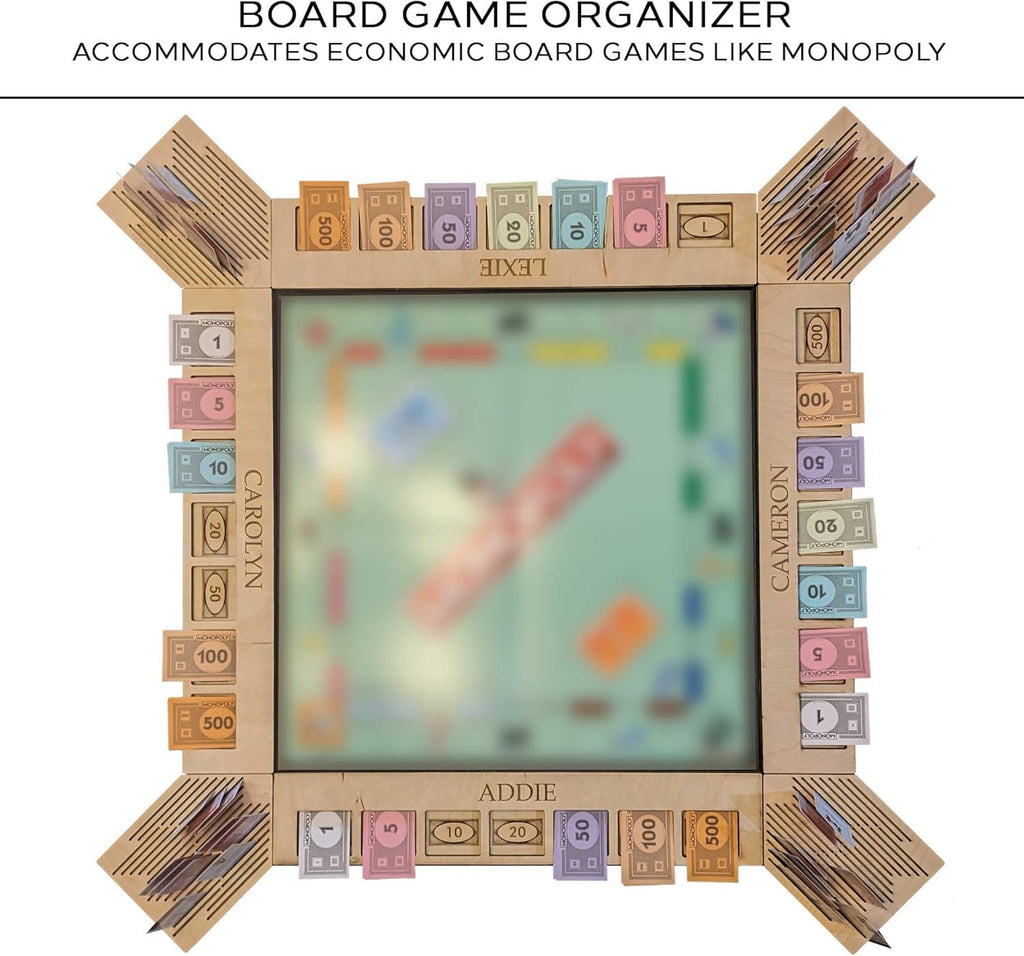 GUYTRENDz Custom Board Game Frame Ebony – Monopoly Organizer Complete Set