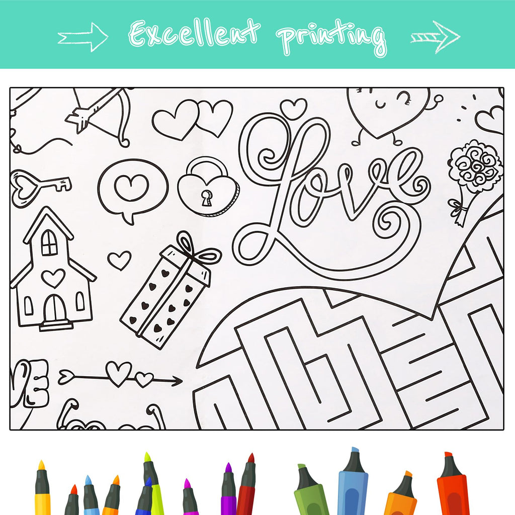 GWHOLE Giant Coloring Poster 40x28 Inch – Wedding Themed Colorable Tablecloth for Home, School, Bridal Shower