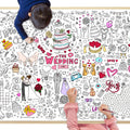 GWHOLE Giant Coloring Poster 40x28 Inch – Wedding Themed Colorable Tablecloth for Home, School, Bridal Shower