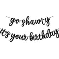 GXSOVSO Go Shawty Birthday Banner - Black Glitter Hip Hop Party Decor