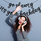 GXSOVSO Go Shawty Birthday Banner - Black Glitter Hip Hop Party Decor