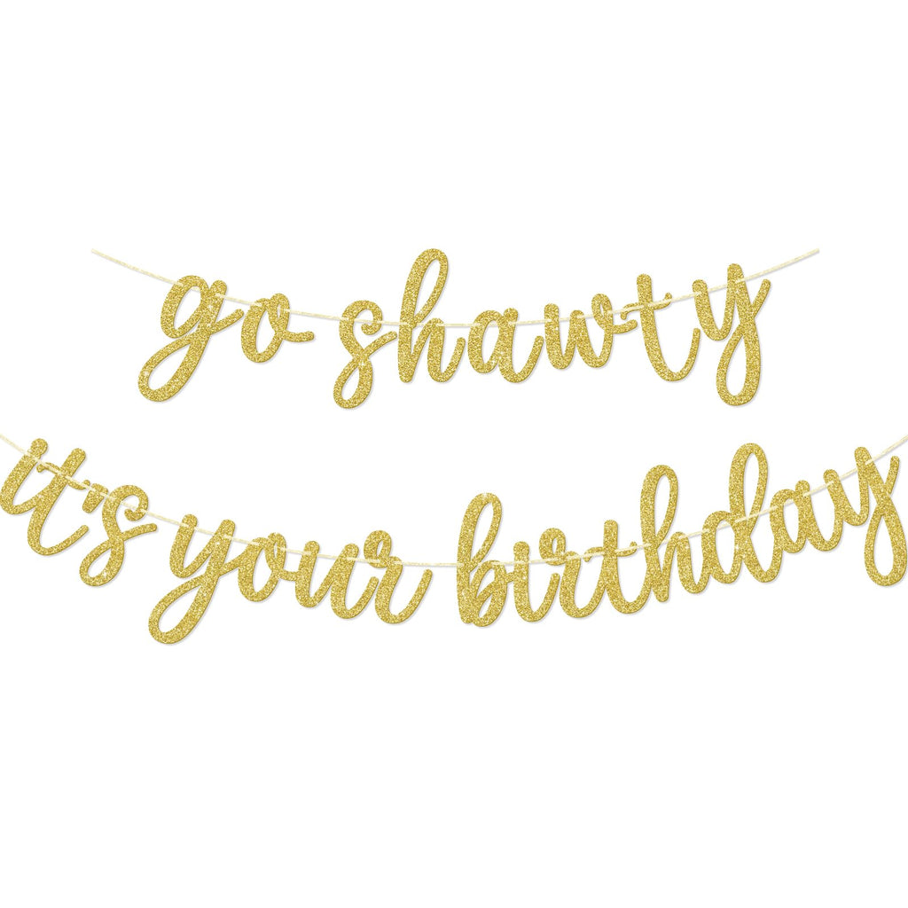 GXSOVSO Go Shawty Birthday Banner - Gold Hip Hop Party Decor